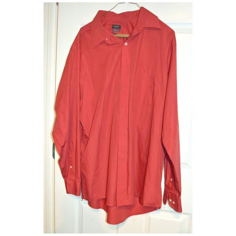 Arrow Men's Classic Fit No Iron Long Sleeve Shirt Red Size 17 (34/35)